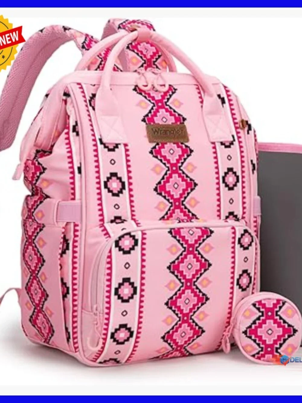 Medium Canvas Diaper Backpack with 9 Pockets, Water Resistant Travel Bag